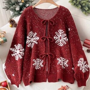 CosyJoli Plus Size Women Heart Decor Cardigan, French Elegant